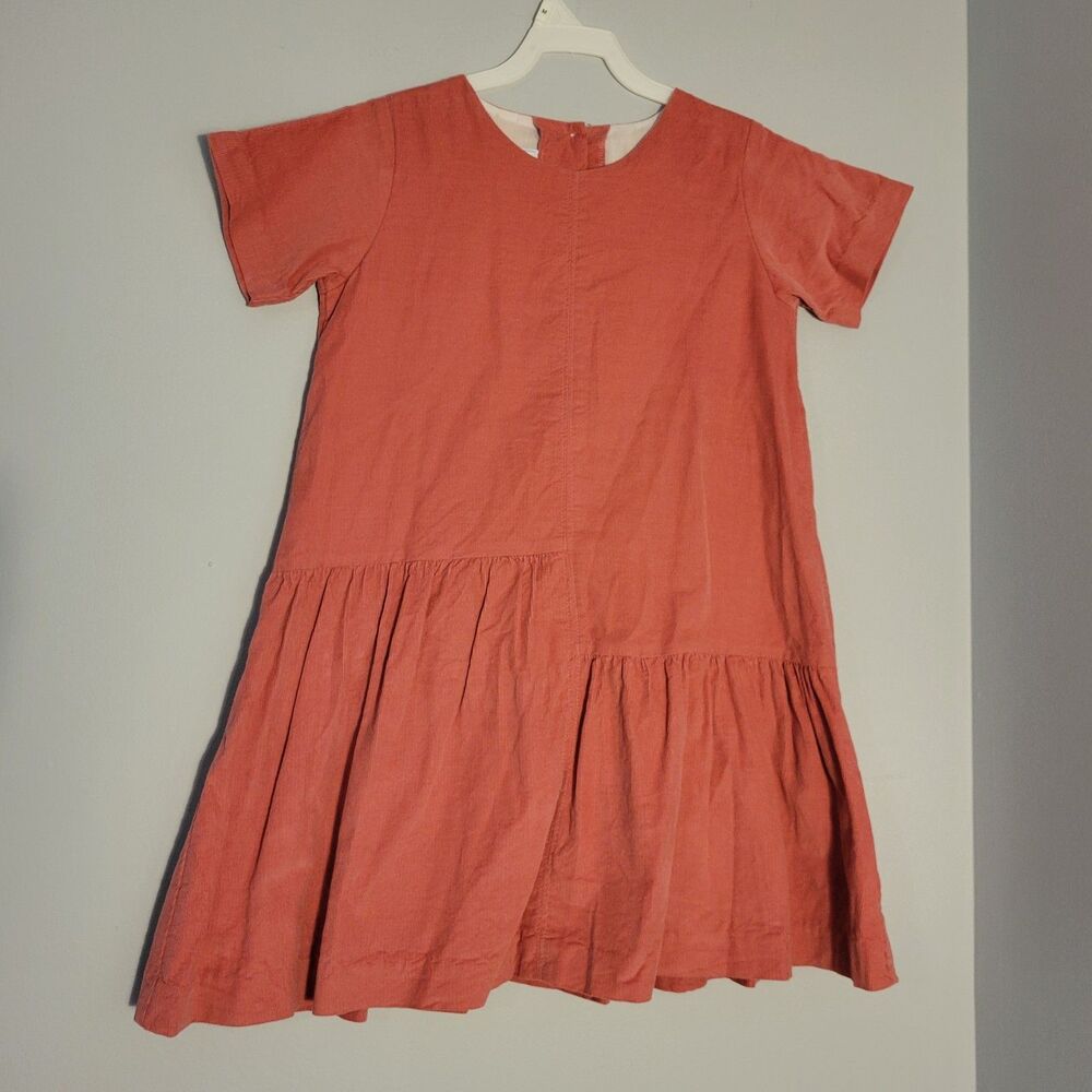 Little English Girls Pink Corduroy  Tiered Dress Button Up Back Size 7